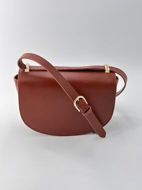 A.P.C. Genève Cognac Leather Saddle Crossbody Bag | Gold Hardware | Never Used